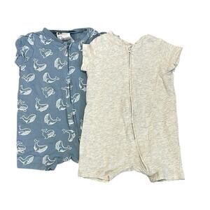 H&M Blue Whale and Gray Kids One Piece Set 3 months